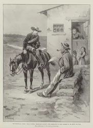 A Crise do Transvaal, Mensageiro do Campo de Corneta, entregando Comandos aos Boer Agricultores para estarem Prontos para a Guerra